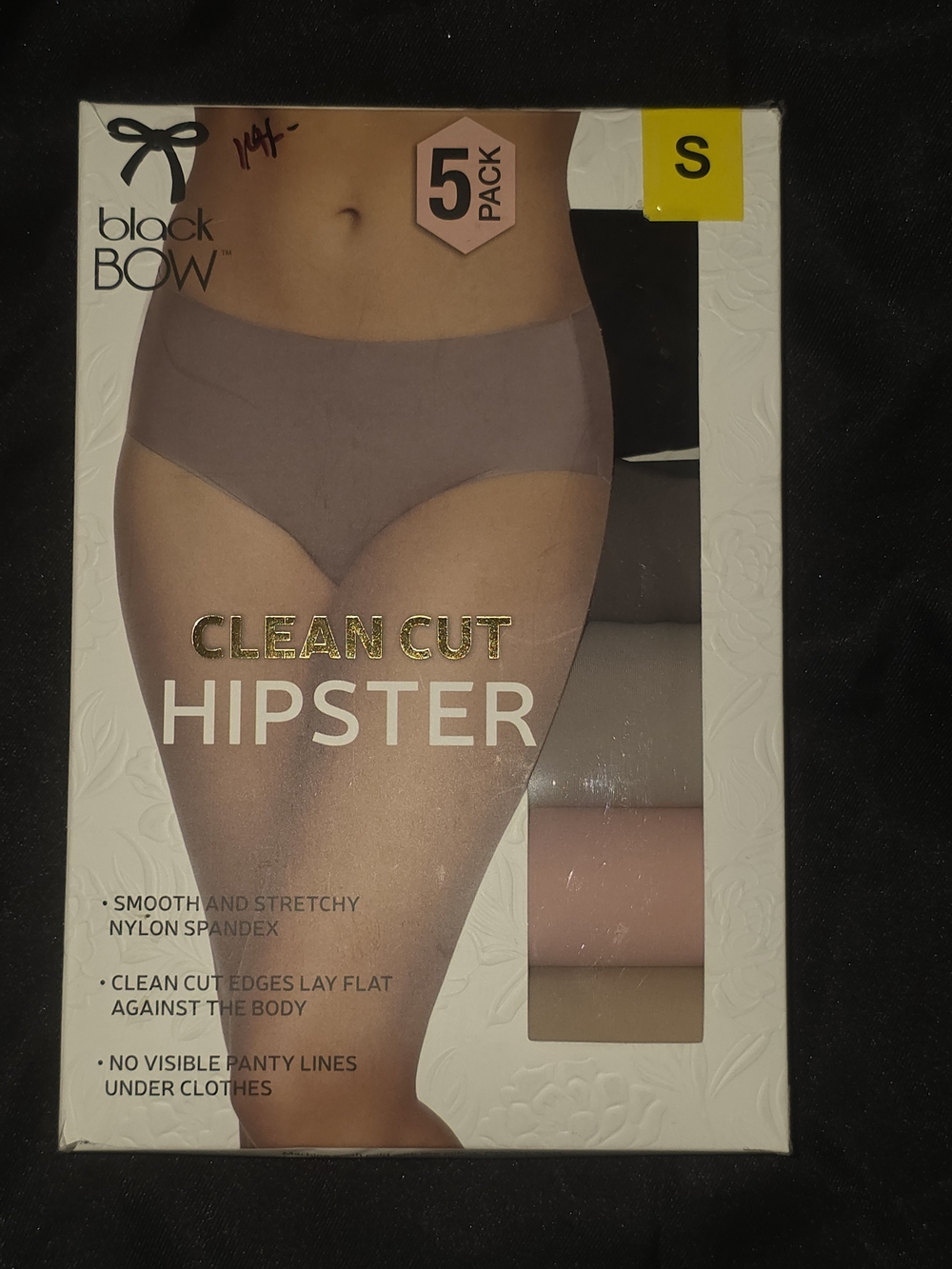 NWT Black Bow Clean Cut Hipster Underwear Panties 5-Pack Small Unworn
